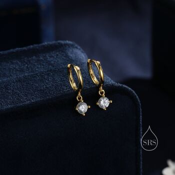 Tiny Cz Huggie Hoop In Sterling Silver, 2 of 11