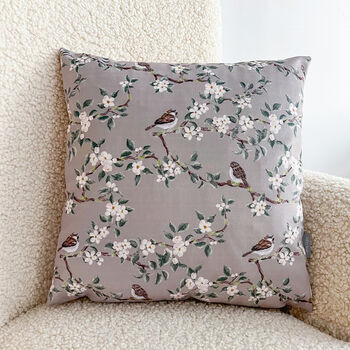 Luxury Soft Velvet Cushion Orchard Blossom Taupe, 2 of 5