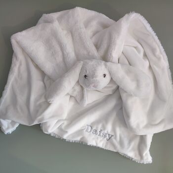 Personalised Bunny Elephant Soft Plush Baby Blanket, 2 of 8