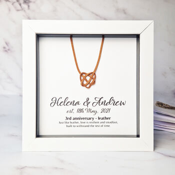 Personalised 3rd Anniversary Gift Framed Faux Leather Heart, 5 of 12