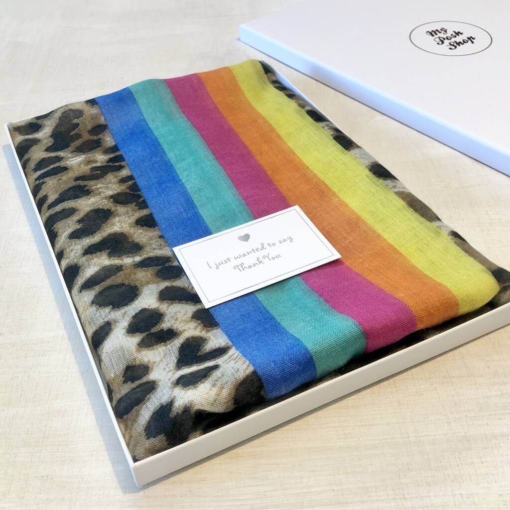 Leopard And Rainbow Scarf By My Posh Shop