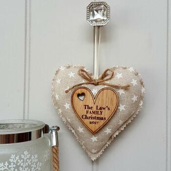 Personalised Christmas Padded Heart Tree Decoration, 5 of 5