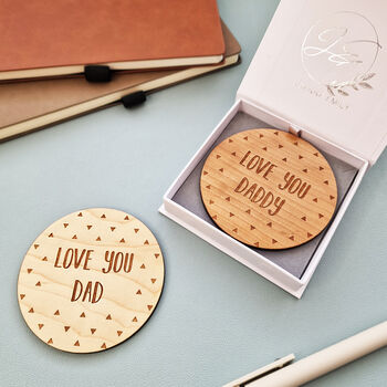 Personalised Wooden Love You Dad Coaster, Fathers Day, 3 of 5