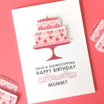 Bake Off Style 3D Birthday Cake Showstopper Card, 3 of 9