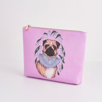 Catherine Rowe Pet Portraits Pug Pink Cotton Pouch, 2 of 5