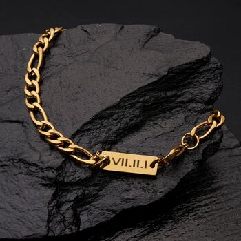 Gold Engravable 5mm Figaro Bracelet, 2 of 10