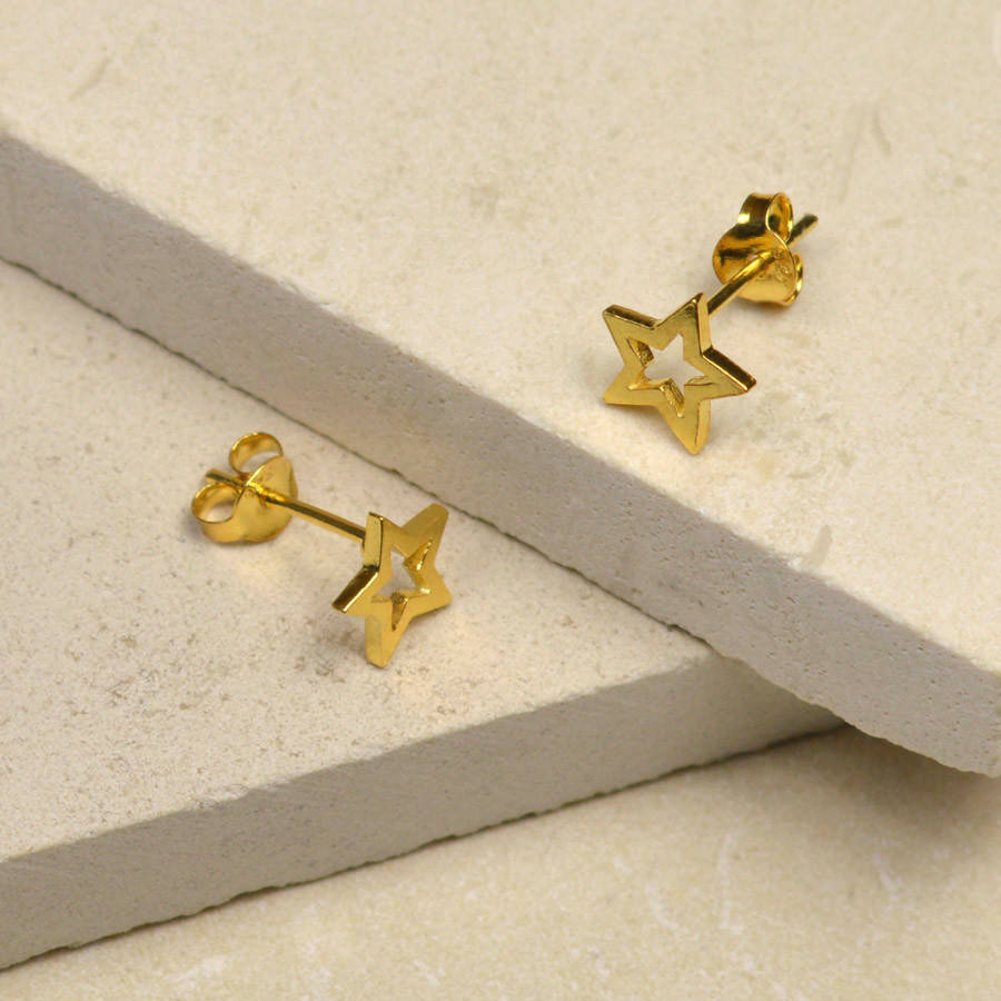 Mini Gold Star Earrings By Tigerlily Jewellery Notonthehighstreet Mini Gold Star Earrings