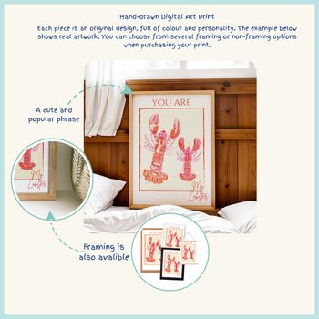 'You're My Lobster' Wall Art Print In A4 Or A3, 7 of 8