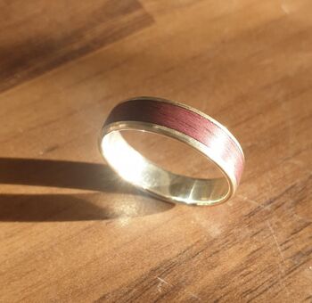 Silver And Purpleheart Wood Inlay Ring, 2 of 5