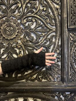 Wdts Long Arm Warmers In Black, Mohair Wool, 2 of 2