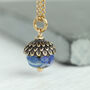 Cobalt Blue Gold Acorn Necklace, thumbnail 1 of 7