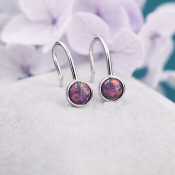 Sterling Silver Purple Opal Drop Earrings, 2 of 12