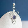 Genuine Iolite Celtic Knot Necklace In Sterling Silver, thumbnail 1 of 10