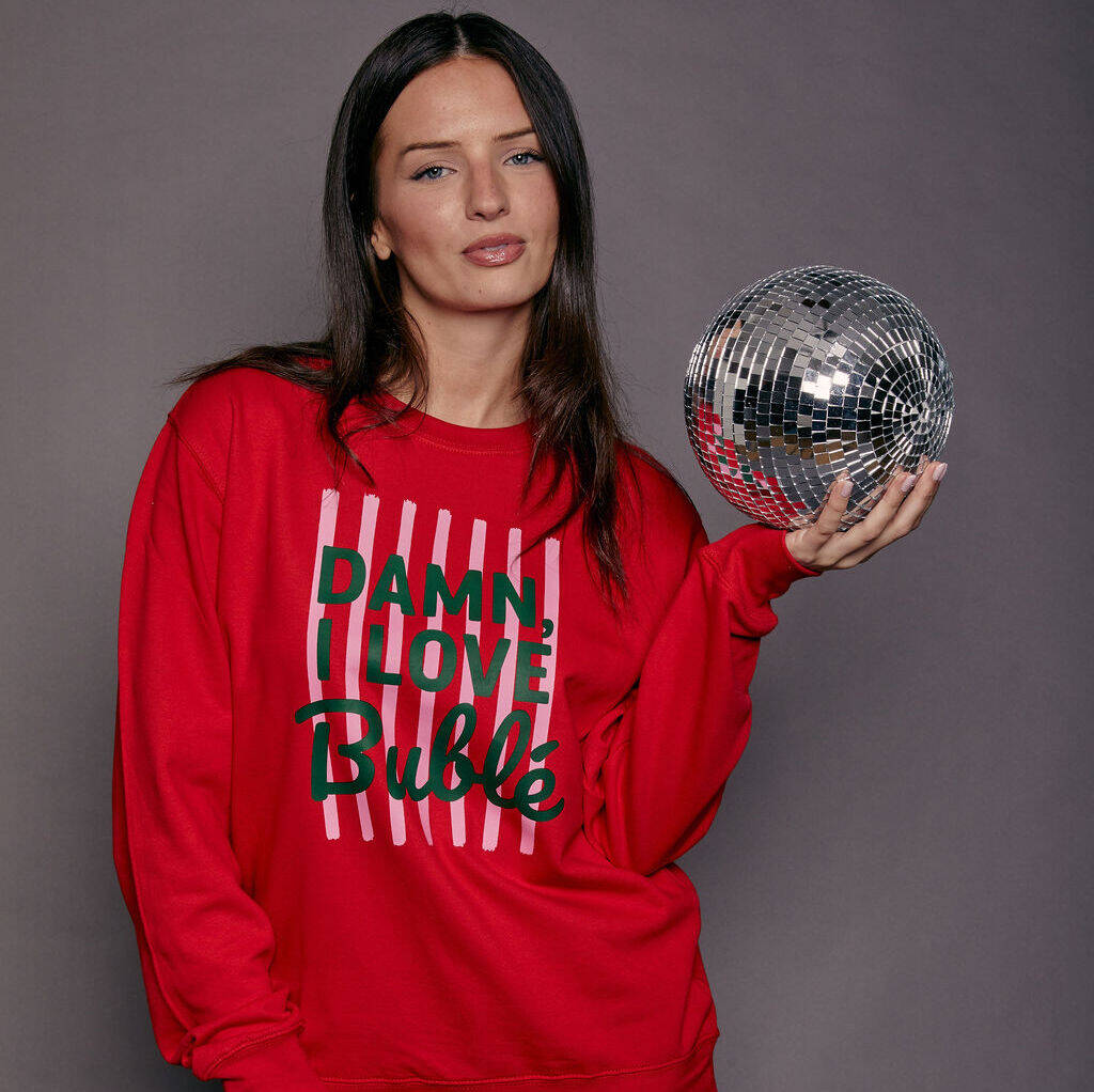 Personalised 'Damn I Love…' Slogan Christmas Sweatshirt, 1 of 11