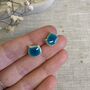 Turquoise Cat Stud Ceramic Earrings, thumbnail 3 of 8