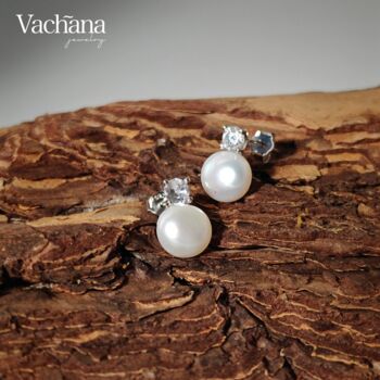 Sterling Silver Wedding Pearl Earrings, 2 of 10