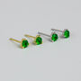 Sterling Silver Green Crystal Stud Earrings, thumbnail 3 of 5