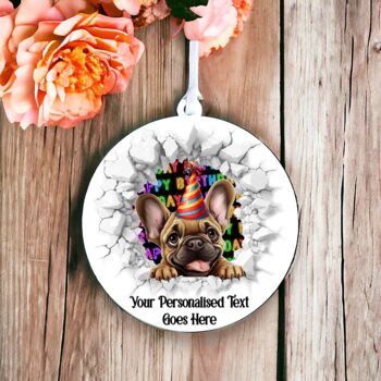 Personalised French Bulldog Birthday Break Through Dog, 6 of 8