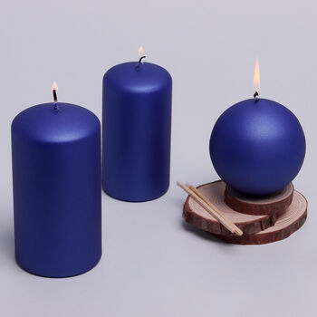 G Decor Grace Indigo Blue Metallic Shine Pillar Candle, 2 of 7