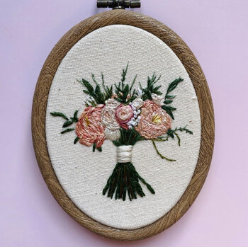 Personalised Hand Embroidered Wedding Bouquet Keepsake, 3 of 7