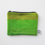 Green Kantha Upcycled Mini Pouch With Zip Close, thumbnail 2 of 11