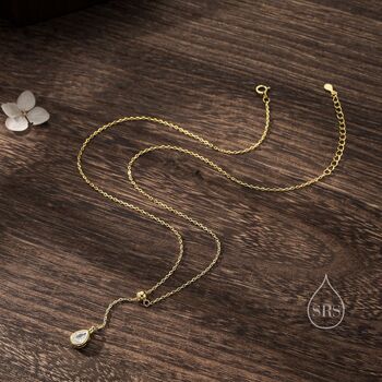 Droplet Clear Cz Lariat Pendant Necklace, 7 of 12