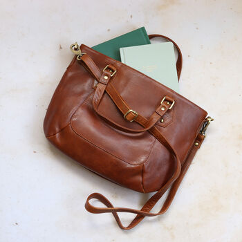 Leather Handbag, Crossbody Shoulder Bag Tan, 3 of 6