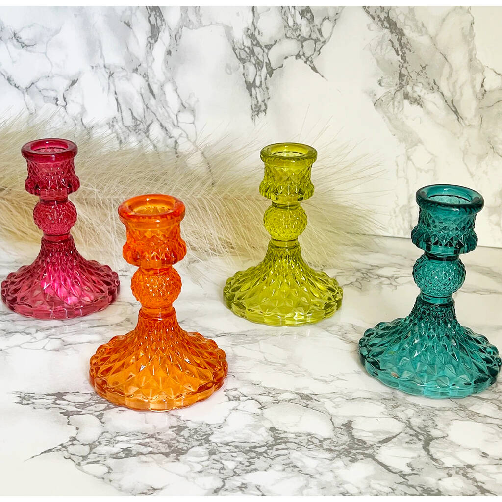 Vintage Cut Glass Candle Stick Holder By The Happy Place