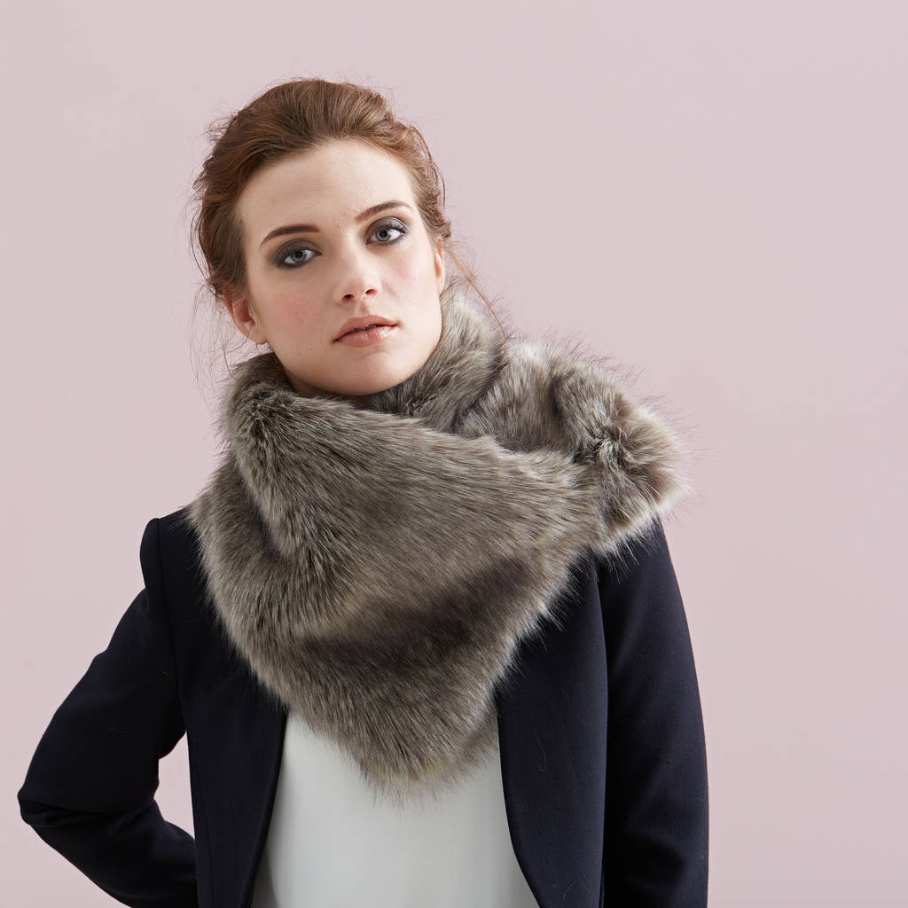 luxuriously soft faux fur asymmetric scarf by helen moore 