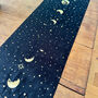 Cosmic Spirit Moons Table Runner Black And Gold Velvet 28cmx3m, thumbnail 1 of 3