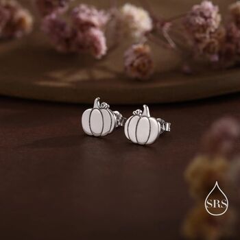 Sterling Silver Tiny Pumpkin Stud Earrings, 6 of 12