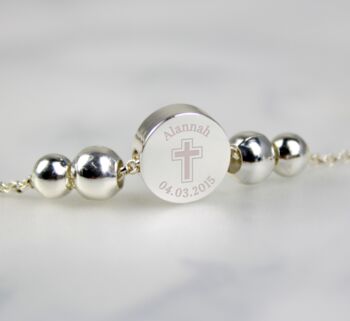 Personalised Silver Plated Cross Round Bracelet, 4 of 5