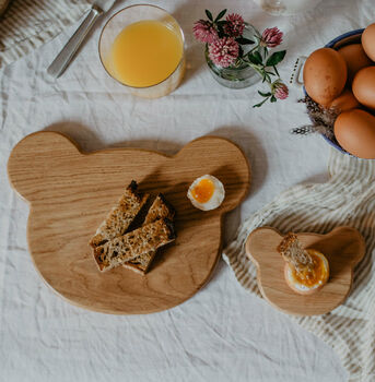 Wooden Bear Breakfast Board And Egg Cup Set, 9 of 12