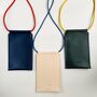 Handmade Leather Phone Carrier With Coloured Strap, thumbnail 5 of 12