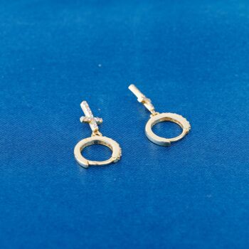 Dangling Gold Cz Cross Earrings, 6 of 8
