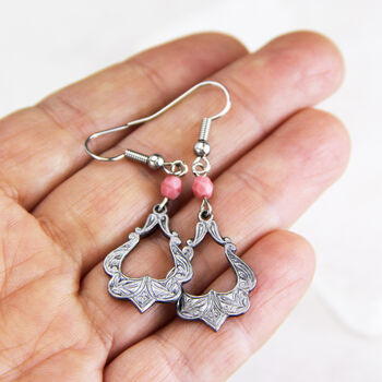 Moroccan Style Pink Bead Drop Earrings, 2 of 6