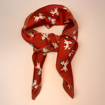 Red Poodle Print Silky Scarf, 2 of 4
