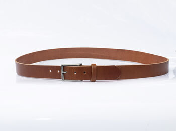 Handmade Tan Leather Belt Men's English Leather 35mm Wide, 7 of 10