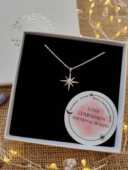 Handmade Sterling Silver North Star Birthstone Christmas Necklace: October's Birthstone, 2 of 12