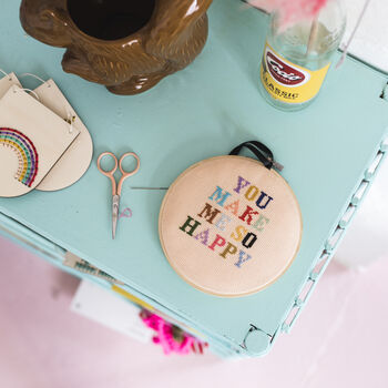 Embroidery Cross Stitch Kit You Make Me So Happy, 3 of 7