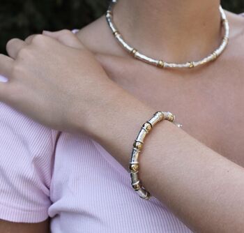 Silver And Gold Vermeil Beaten Tube Necklace, 4 of 4