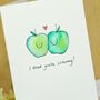 Personalised Apples In Love Handmade Card, thumbnail 1 of 2