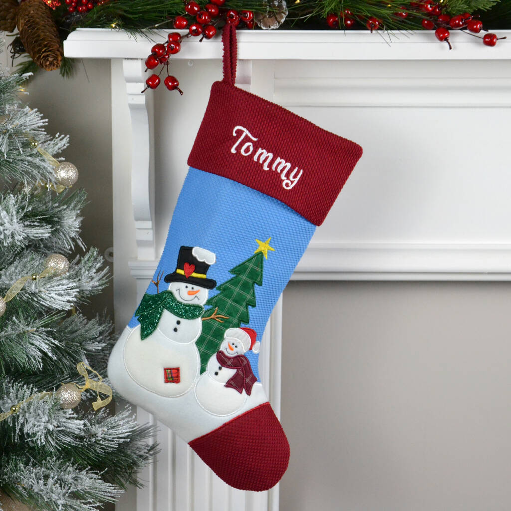 Personalised Blue Christmas Snowman Stocking By 1st Birthday Gifts ...