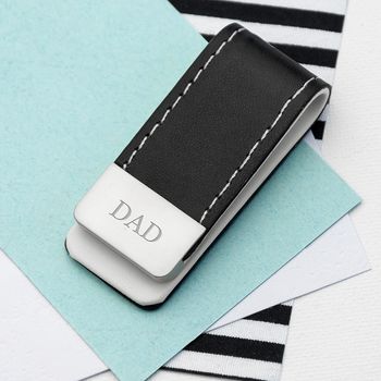 Personalised Black Leather Money Clip, 2 of 5