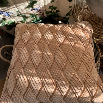 Freya Woven Lattice Velvet Cushion, 4 of 6