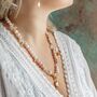 Gold Plated Seashell And Pink Pearl Gemstone Necklace, thumbnail 1 of 6