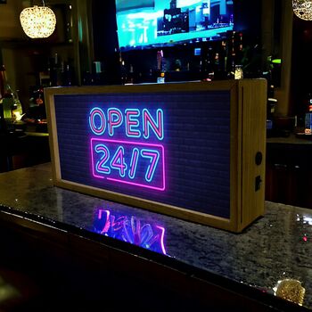 Wooden Light Box Open 247 Neon Sign, 3 of 5