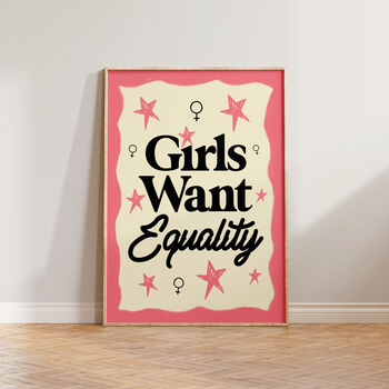 Girls Want Equality Feminist Wall Art Print, 5 of 9