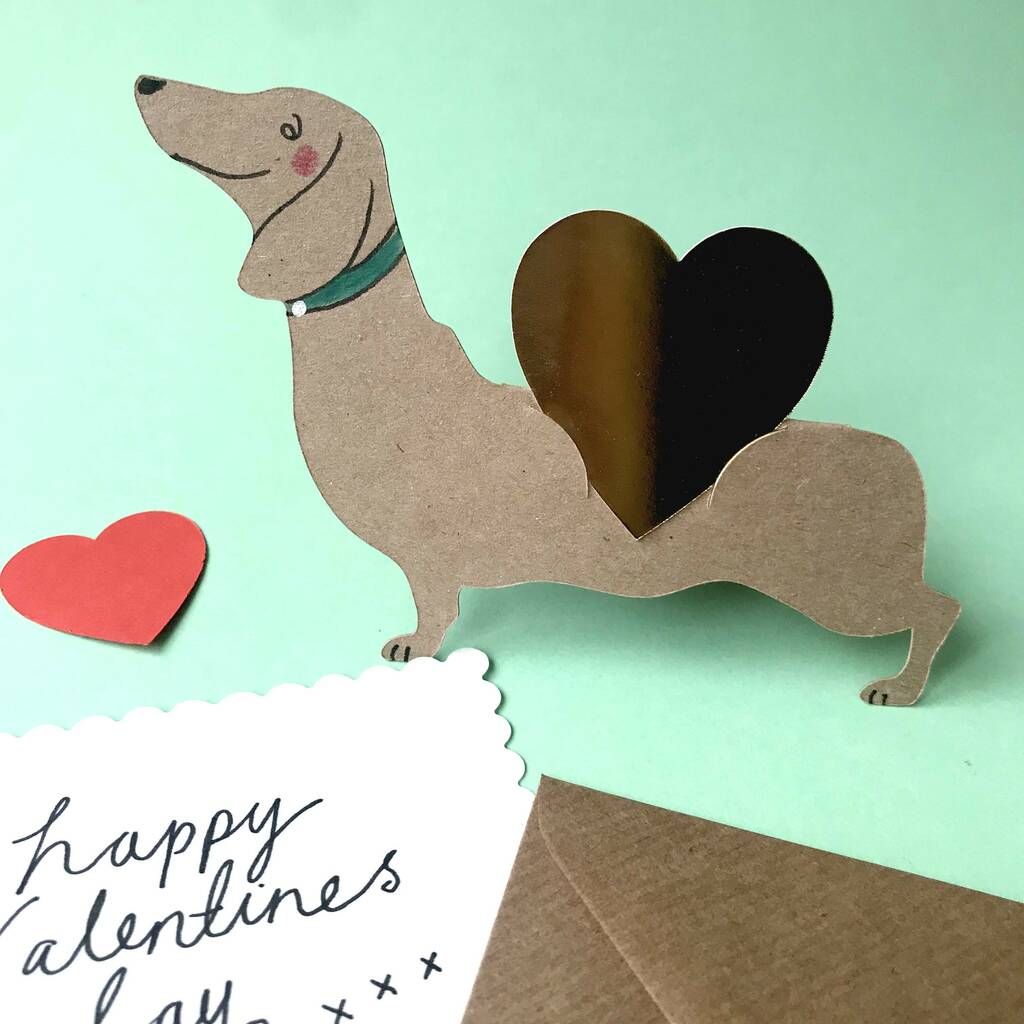 Hand Illustrated Dachshund Loveheart Card, 1 of 5