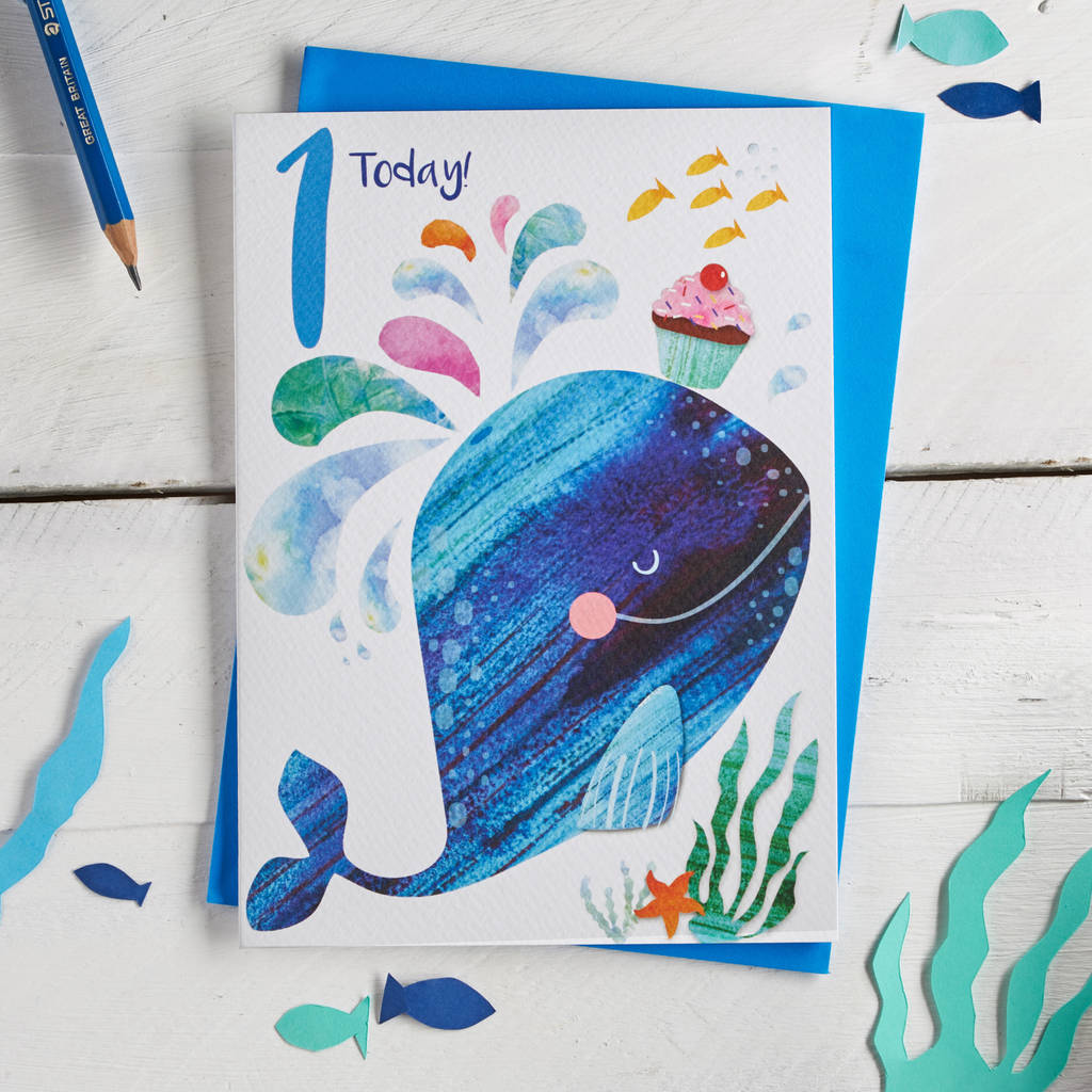 Age One Cute Whale Birthday Card By Rocket 68